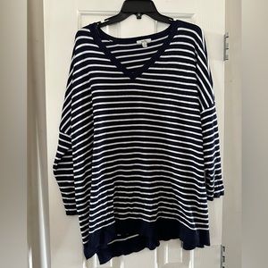 Womens Isela Top Long Sleeve Navy & White Stripe Shirt Blouse Size 1X